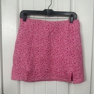 Altar'd State Pink Floral Mini Skirt | Cottagecore Coquette Slit Skirt | Size M